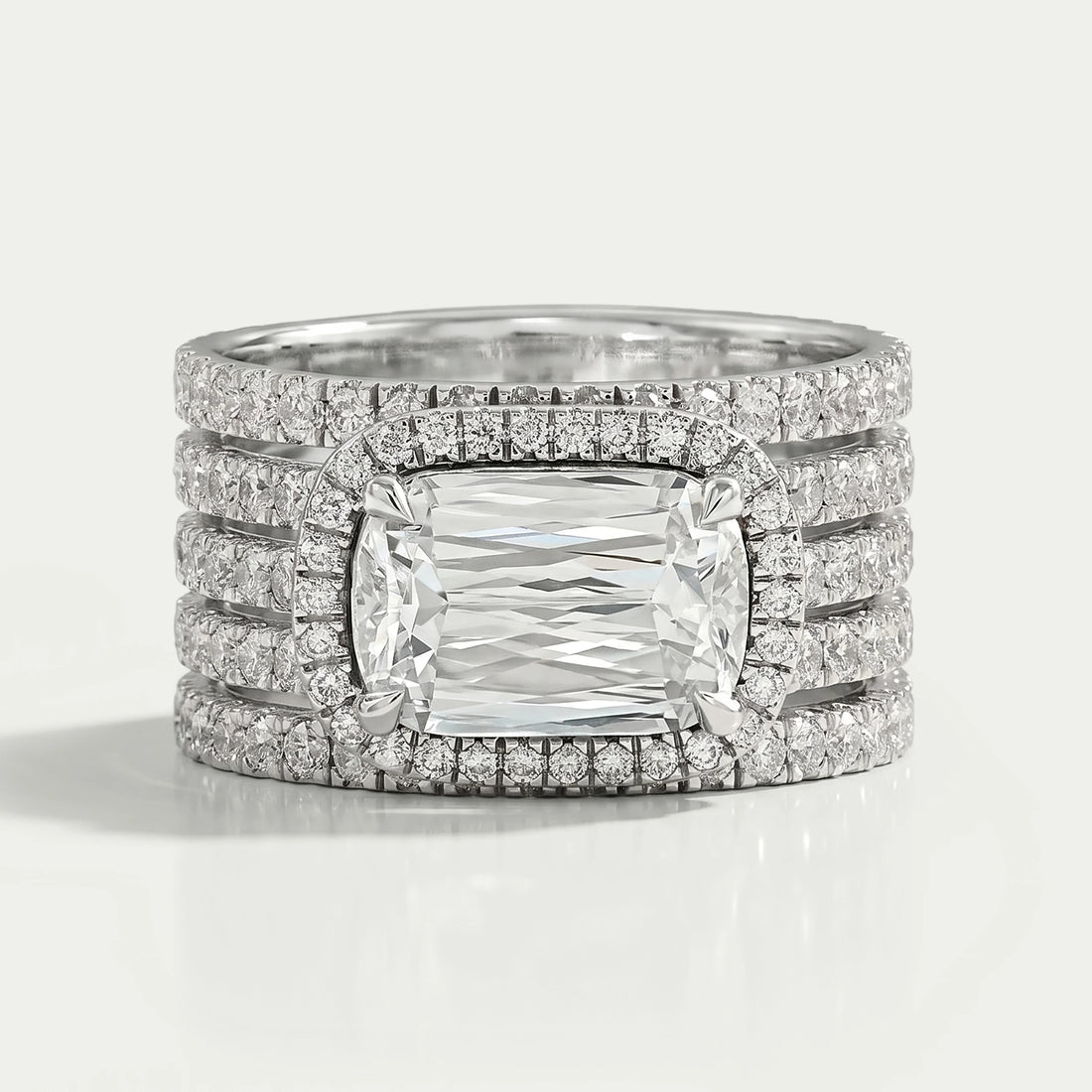 Five Row Ashoka Cut Lab Diamond Wedding Band Ring