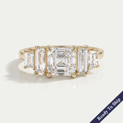 Asscher And Baguette Diamond Five Stone Engagement Ring Rings