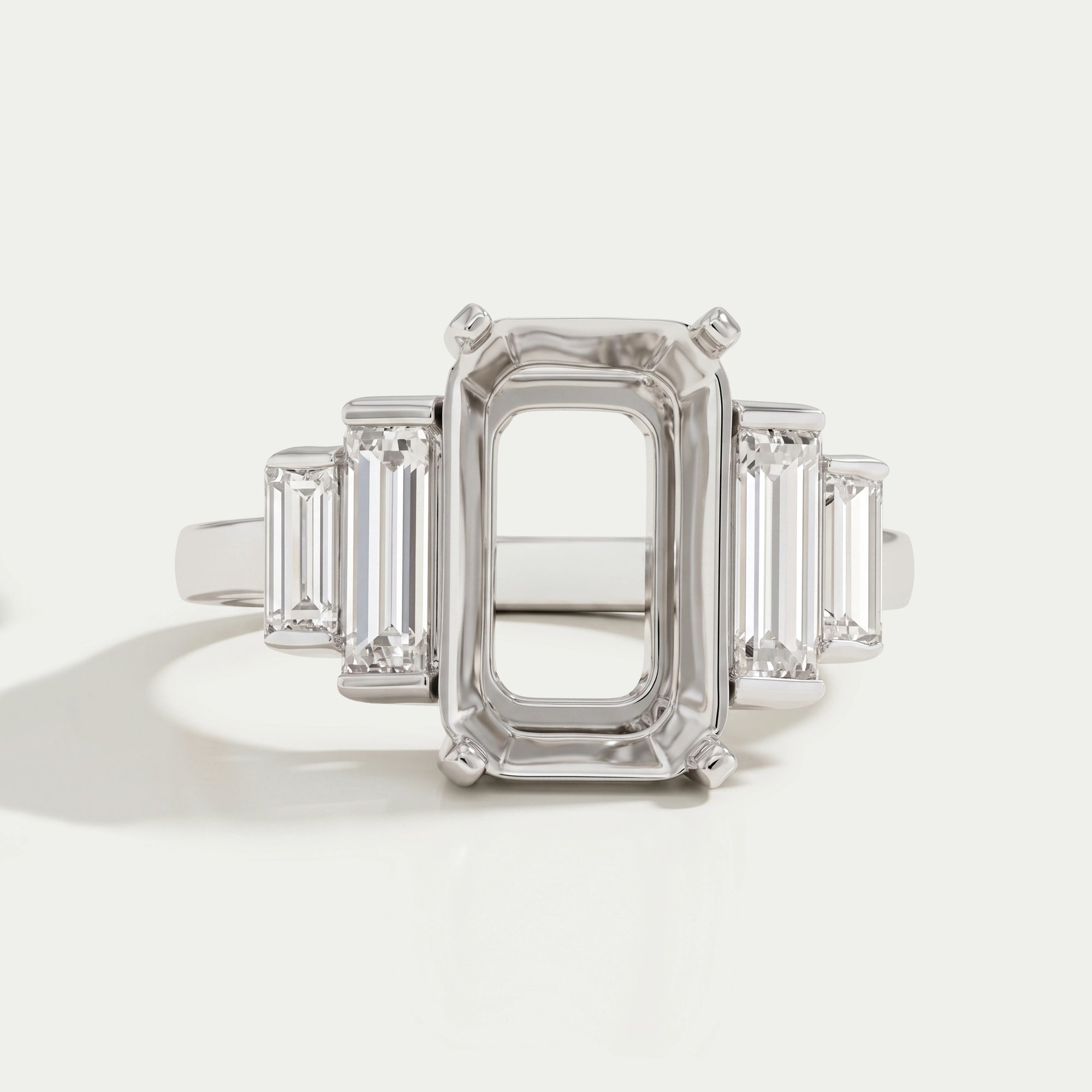 Five Stone Emerald Cut Semi Mount Wedding Ring