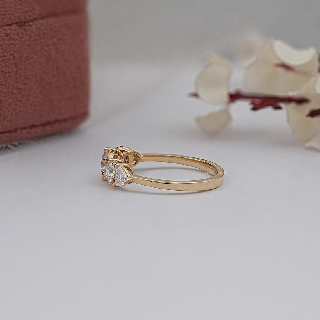 Round And Heart Diamond Five Stone Engagement Ring Ring