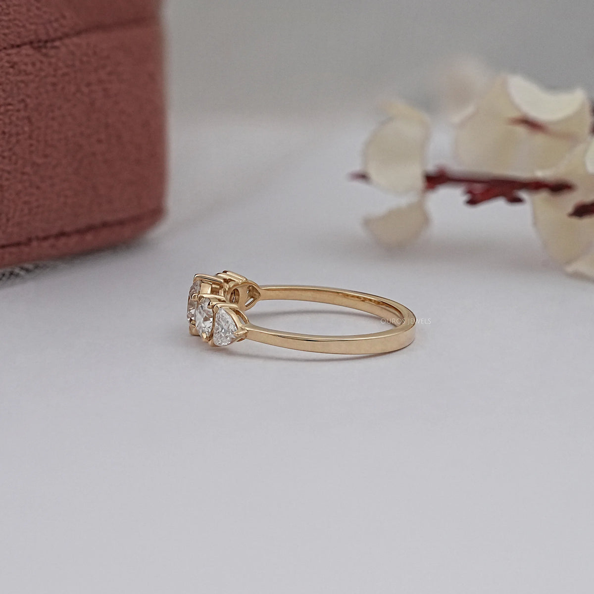 Round And Heart Diamond Five Stone Engagement Ring Ring