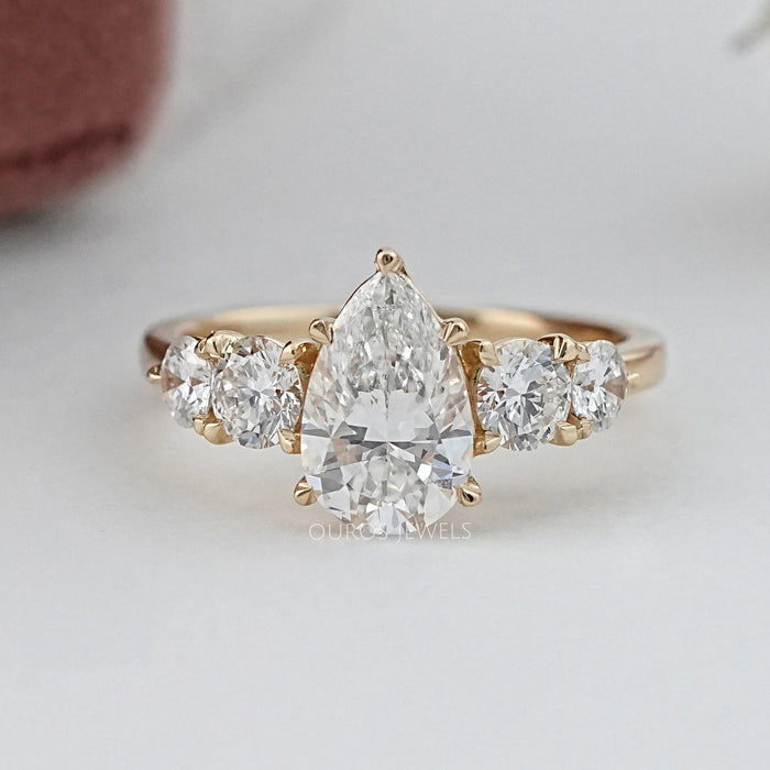 Pear And Round Diamond Five Stone Engagement Ring