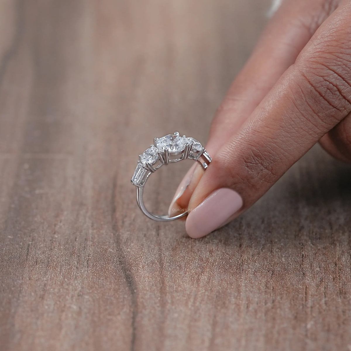 Five Stone Round Lab Diamond Engagement Ring
