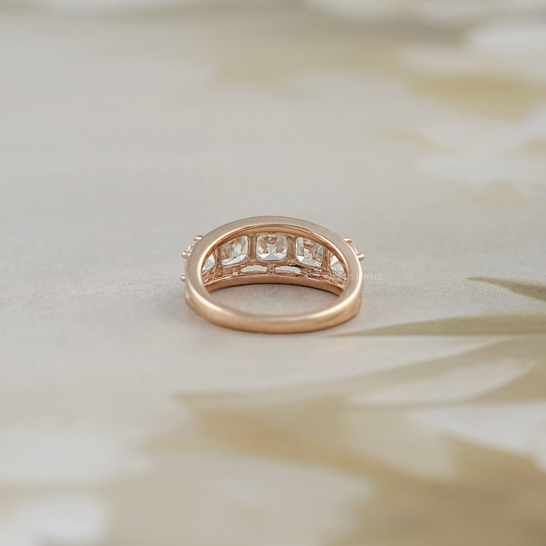Five Stone Old Mine Cushion Diamond Ring Ring