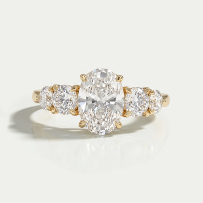 Five Stone Oval And Round Diamond Engagement Ring Rings