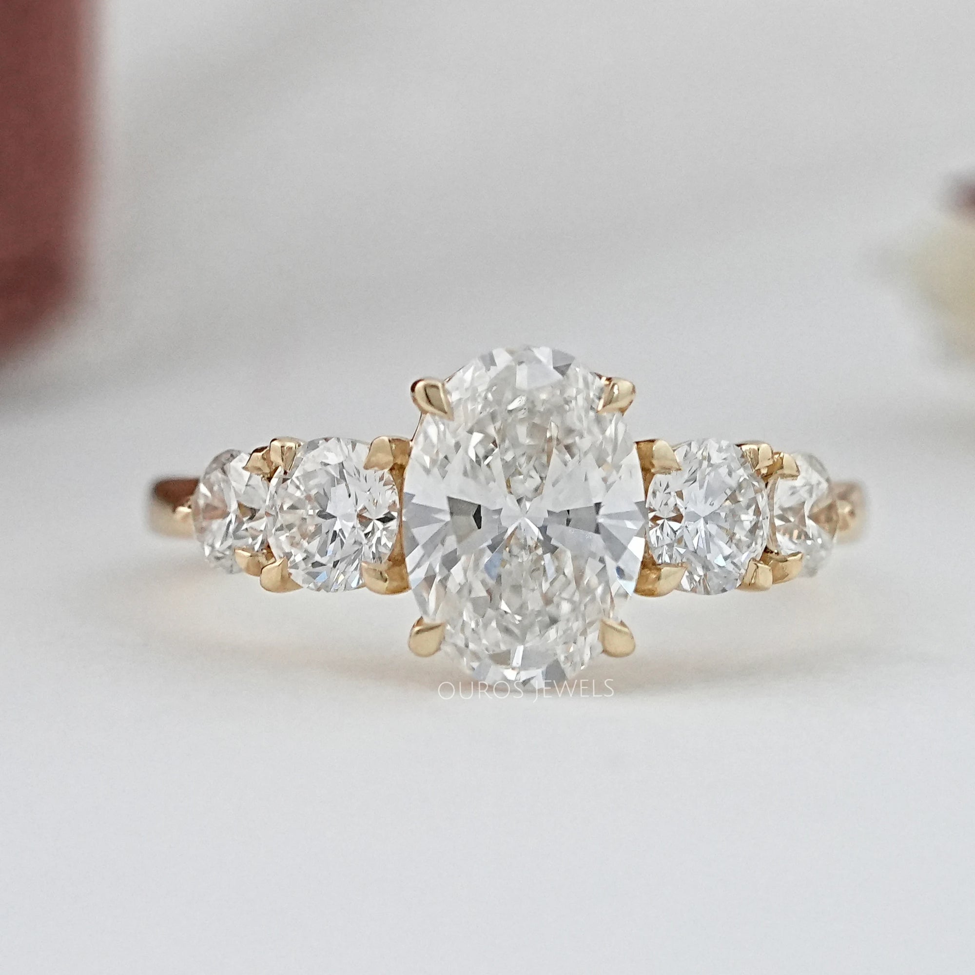 Five Stone Oval And Round Diamond Engagement Ring Rings
