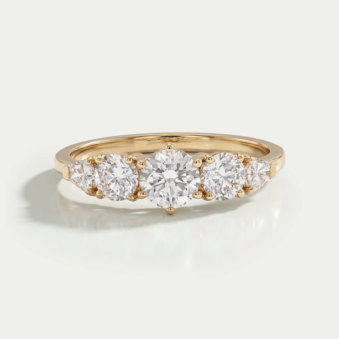 Round And Shield Cut Five Stone Diamond Engagement Ring Rings