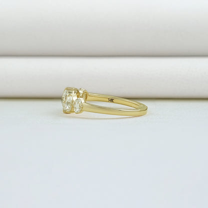 Five Stone Rose Cut Oval Diamond Ring