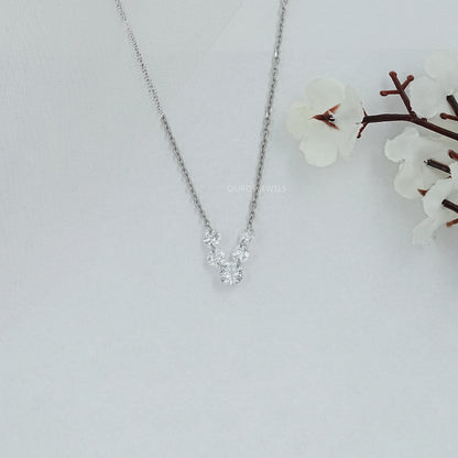 Five Stone Round Diamond Drill Necklace Necklaces