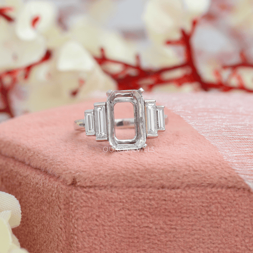 Emerald Cut Diamond Semi Mount Ring