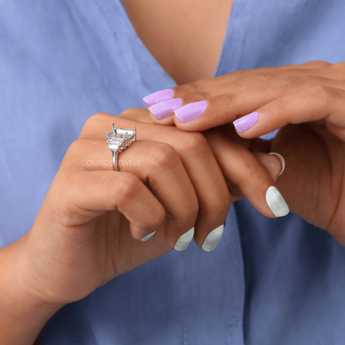 Emerald Diamond Semi Mount Ring