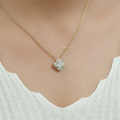 Floral Lab Grown Diamond Halo Pendant