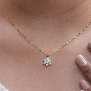 Floral Shape Round Lab Diamond Pendant