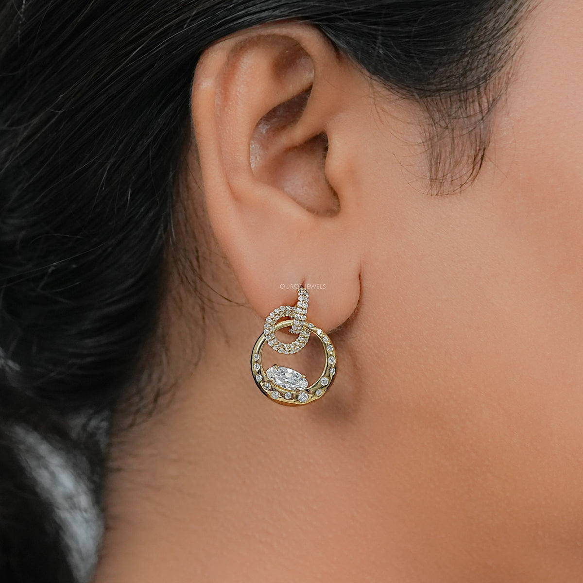 Old Mine Moval Diamond Door Knocker Earrings Earring