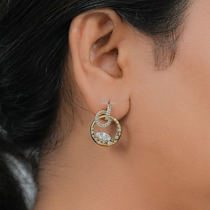 Old Mine Moval Diamond Door Knocker Earrings Earring