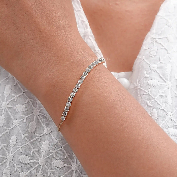 Round Cut Lab Diamond Half Tennis Bracelet