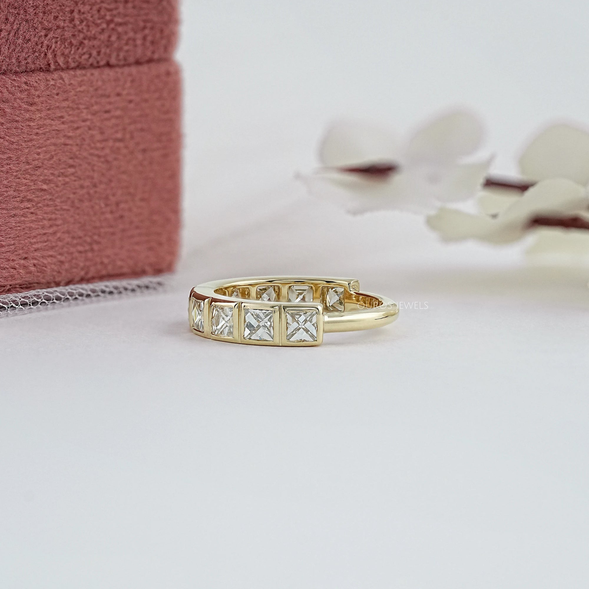 Bezel Set French Cut Diamond Half Eternity Band