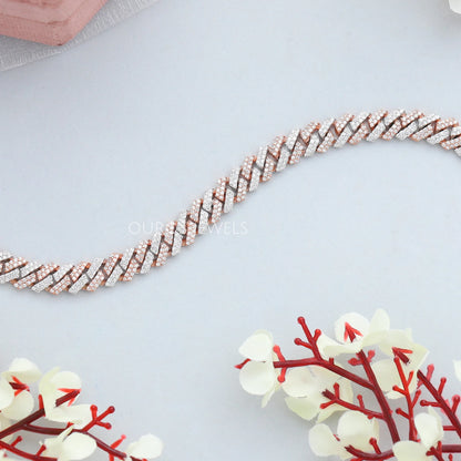 Two Tone Round Cut Miami Cuban Bracelet