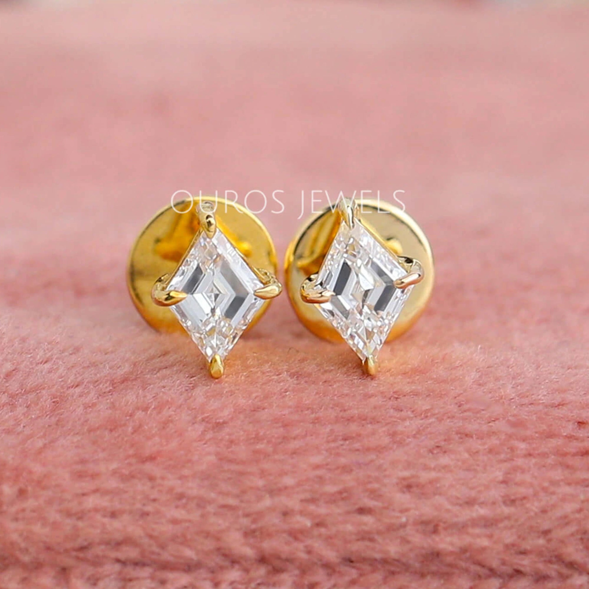 Kite Cut Lab Grown Diamond Stud Earrings