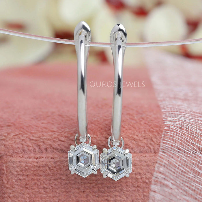 Boucles d'oreilles pendantes en forme d'hexagone