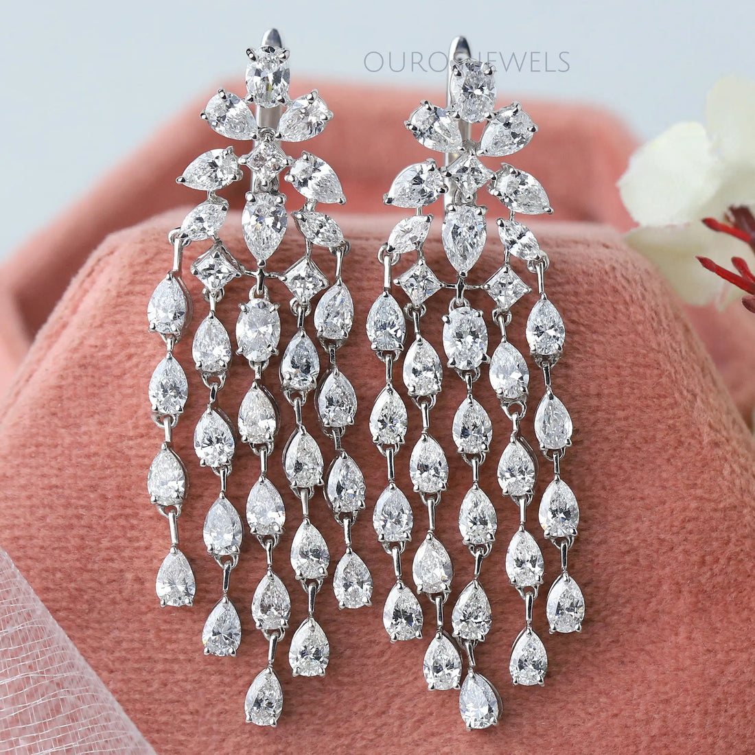 Multi-Shaped Lab Diamond Tassel Chandelier Earring