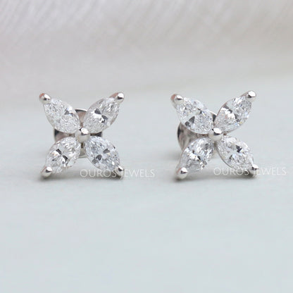 Marquise Cut Flower Diamond Stud Earrings Earring