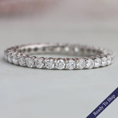 Round Cut Prong Set Full Eternity Wedding Band