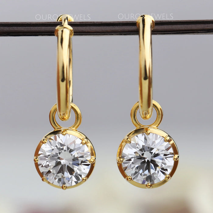 Boucles d'oreilles pendantes en diamant rond