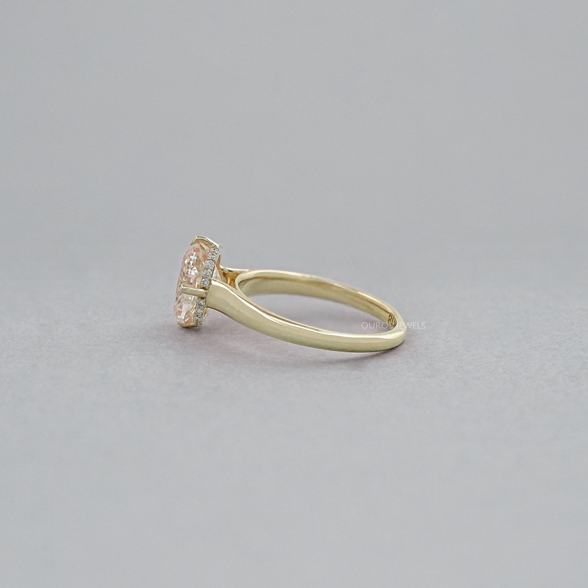 Fancy Intense Pink Cushion Cut Hidden Halo Ring
