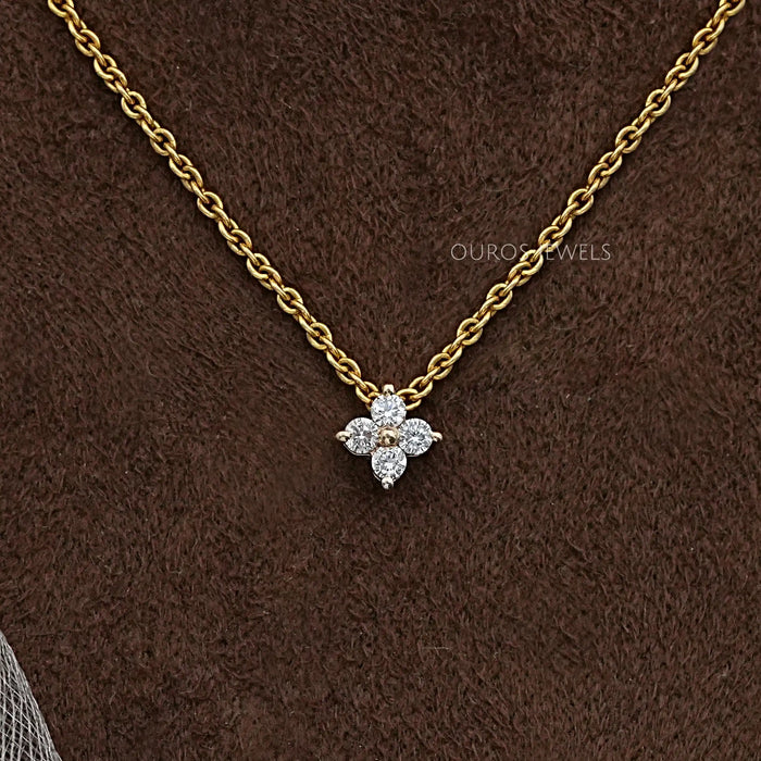 Four Stone Round Cut Lab Diamond Pendant