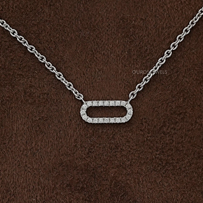 Open Rectangle Round Lab Diamond Link Pendant