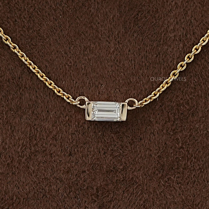 East West Baguette Cut Lab Diamond Pendant