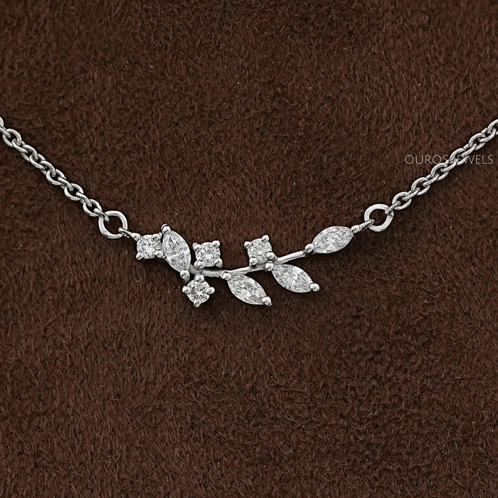 Marquise Cut Lab Diamond Leaf Pendant