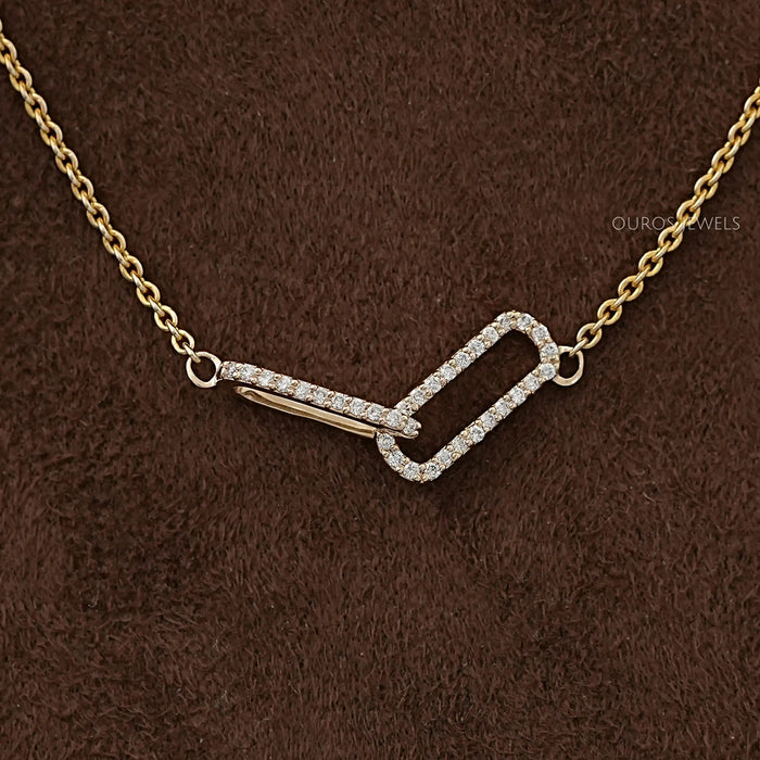 Open Rectangle Round Lab Diamond Interlinked Pendant