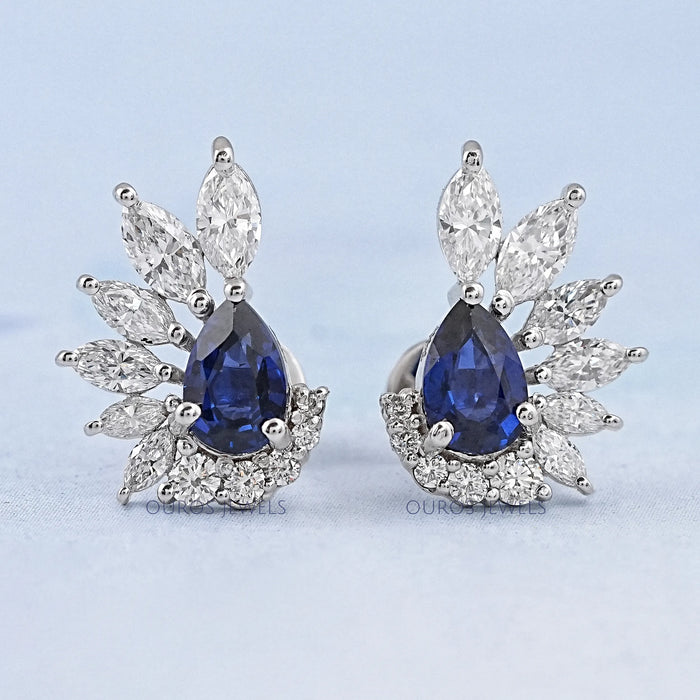 Pear Cut Sapphire Screw Back Earrings