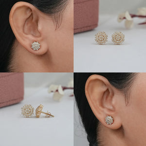 Boucles d'oreilles à tige avec diamants de laboratoire à taille ronde 