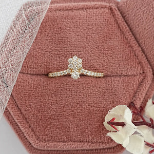 Yellow Gold Round Cluster Diamond Proposal Ring