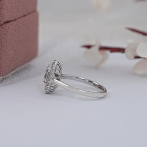 Oval Cut Lab Diamond Halo Set Engagement Ring