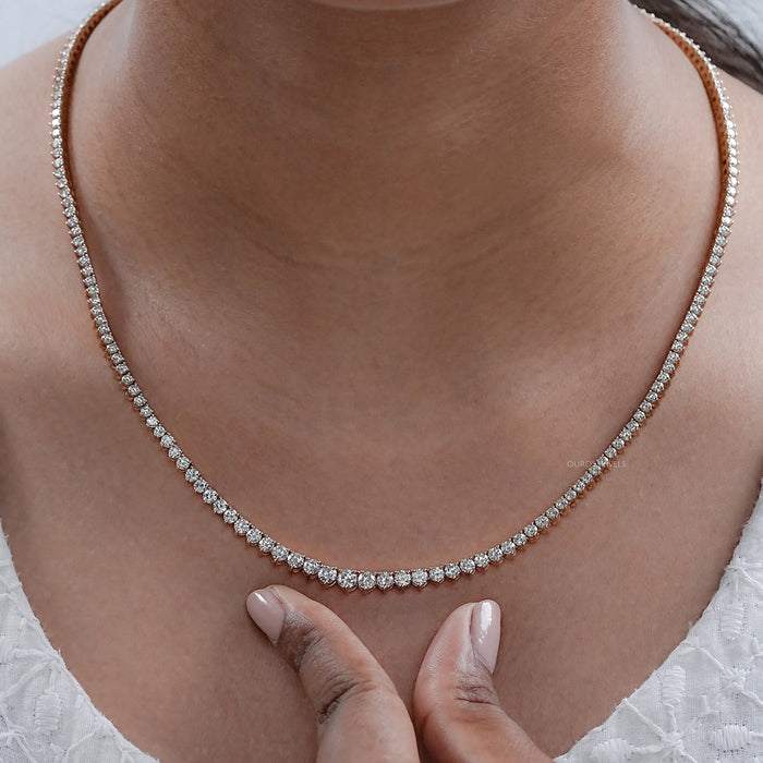 Graduated Brilliant Round Cut Tennis Necklace