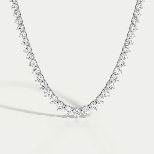 Graduated Round Shape Lab Diamond Tennis Necklace