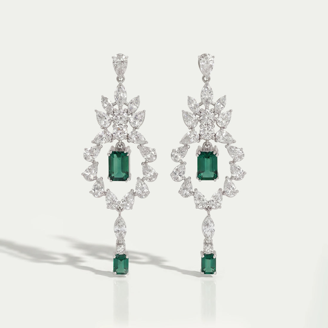 Green Emerald And Diamond Dangle Earrings Earring