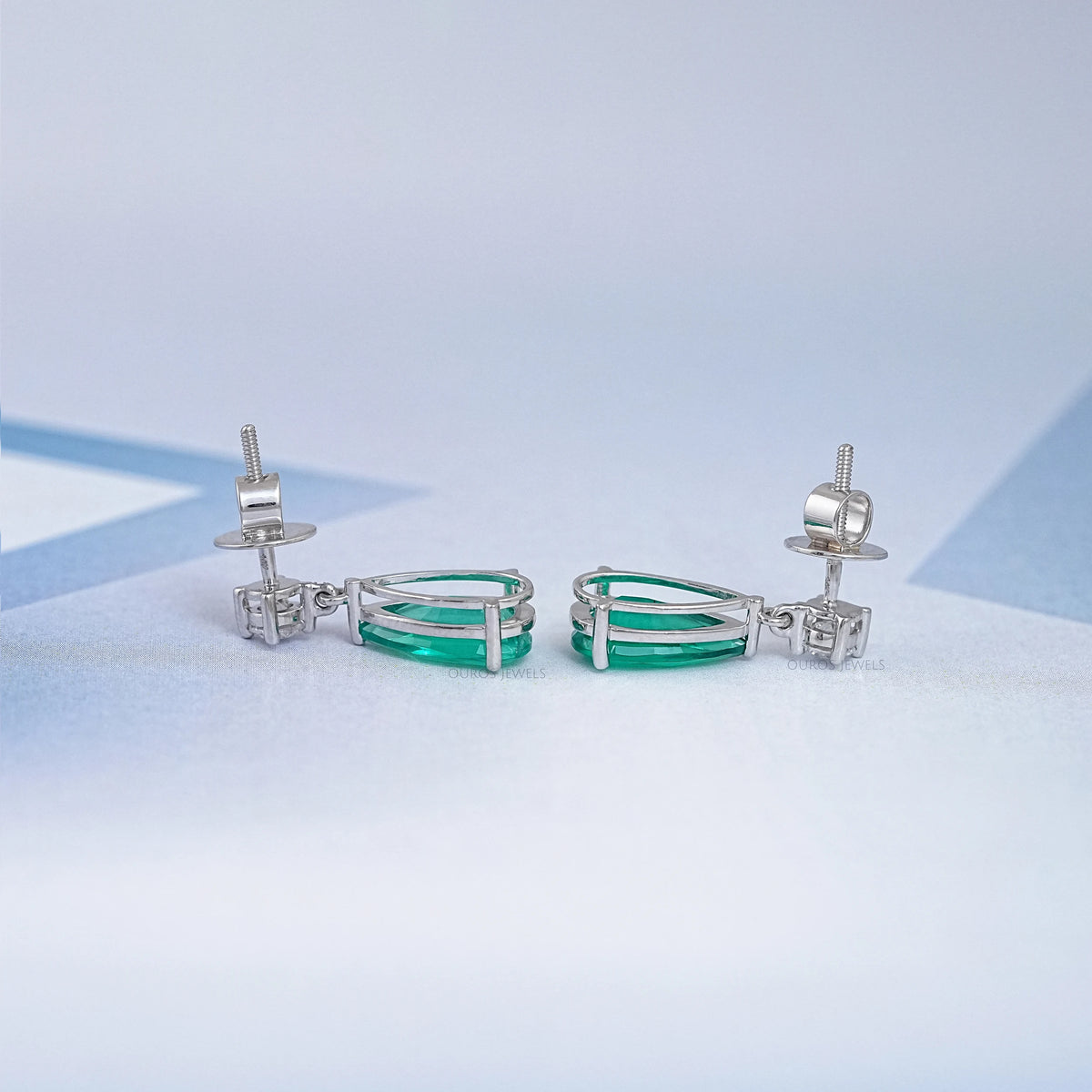 Green Pear Gemstone Drop Earrings Earrings