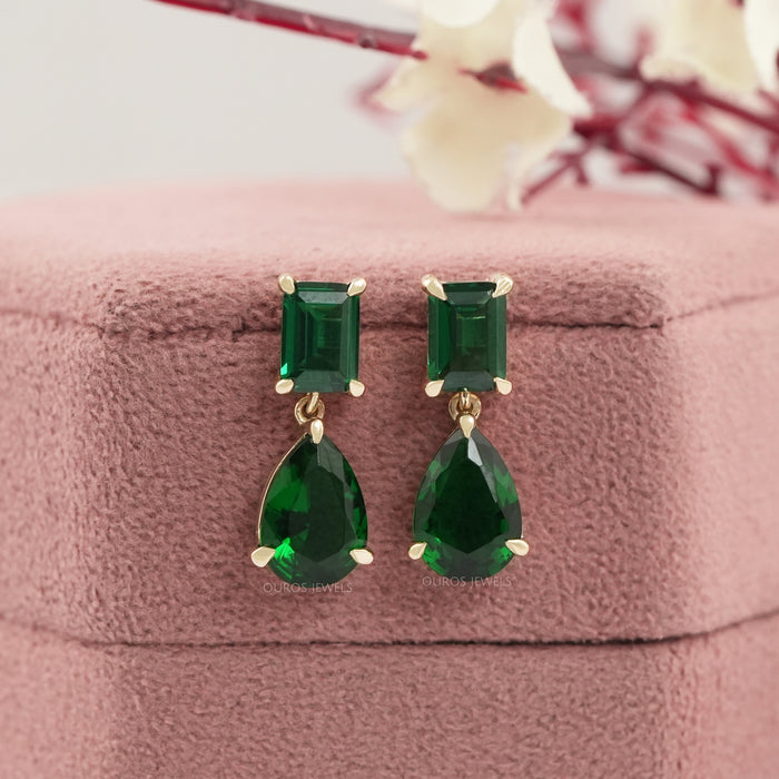 green gemstone drop earrings