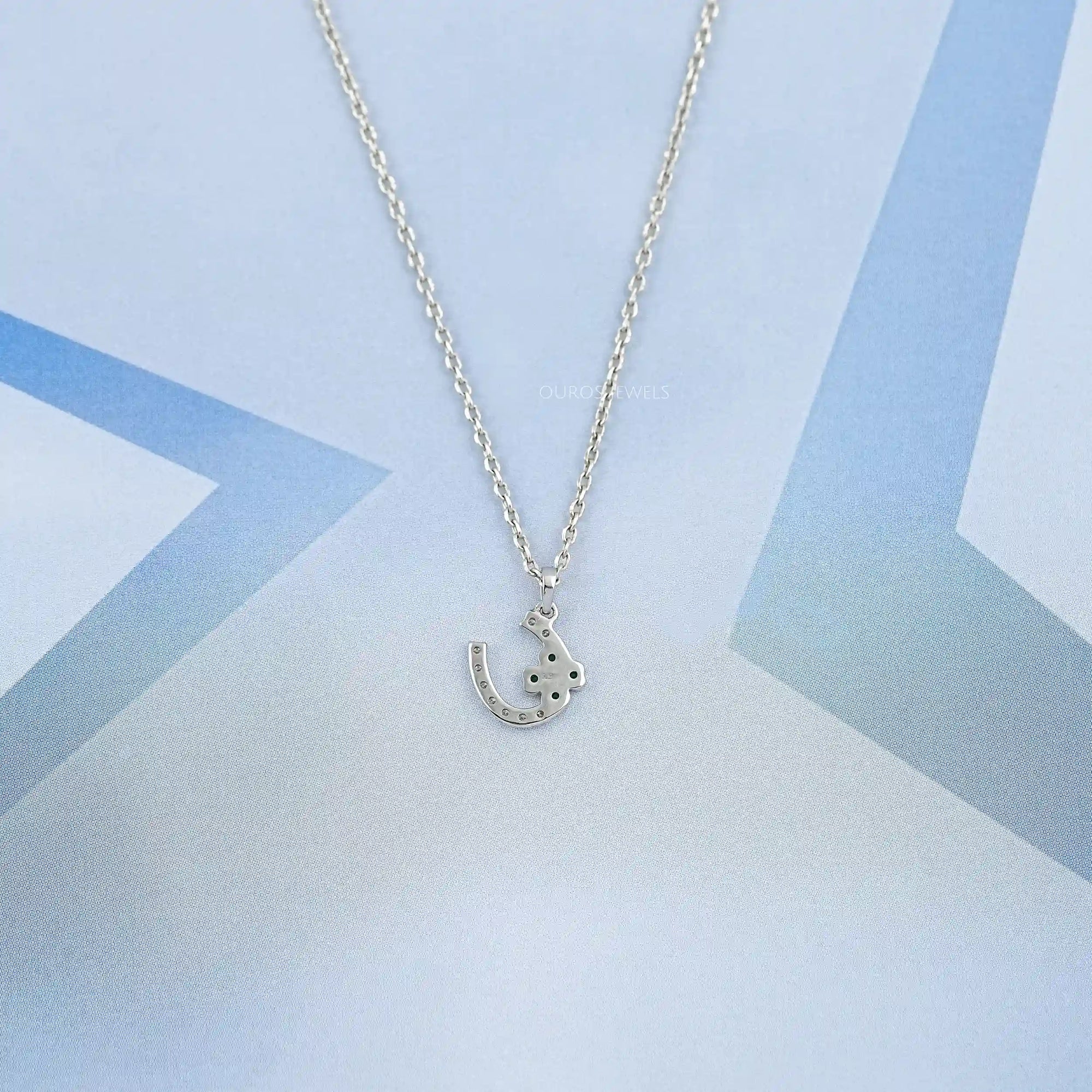 Round Green Gemstone Leaf Charm Pendant