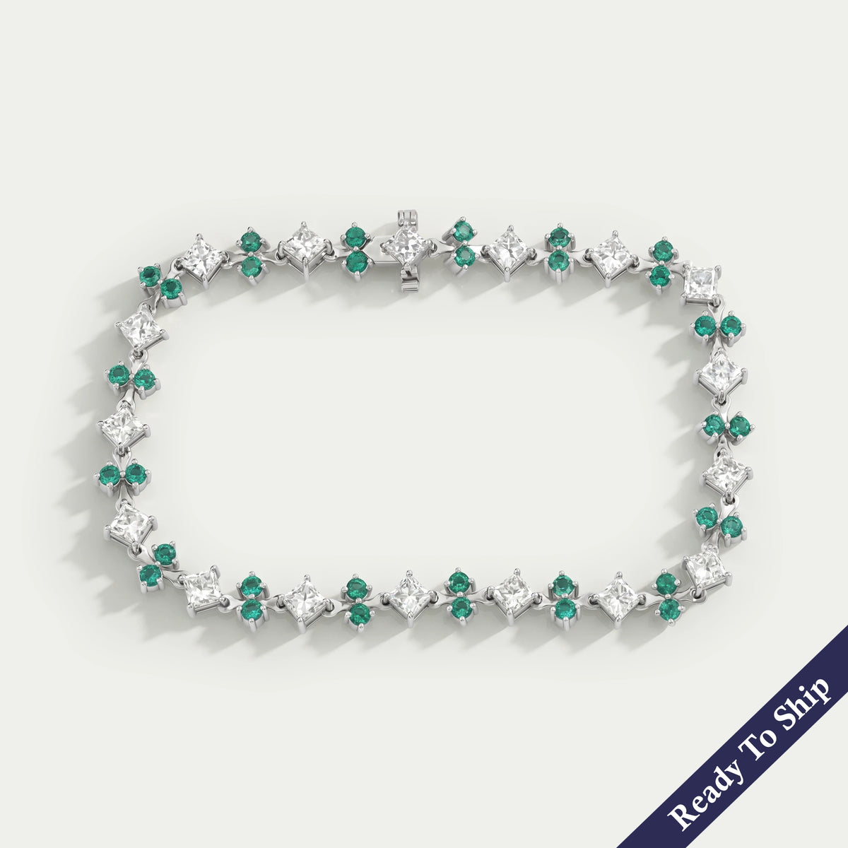 Bracelet à trois pierres rondes en saphir