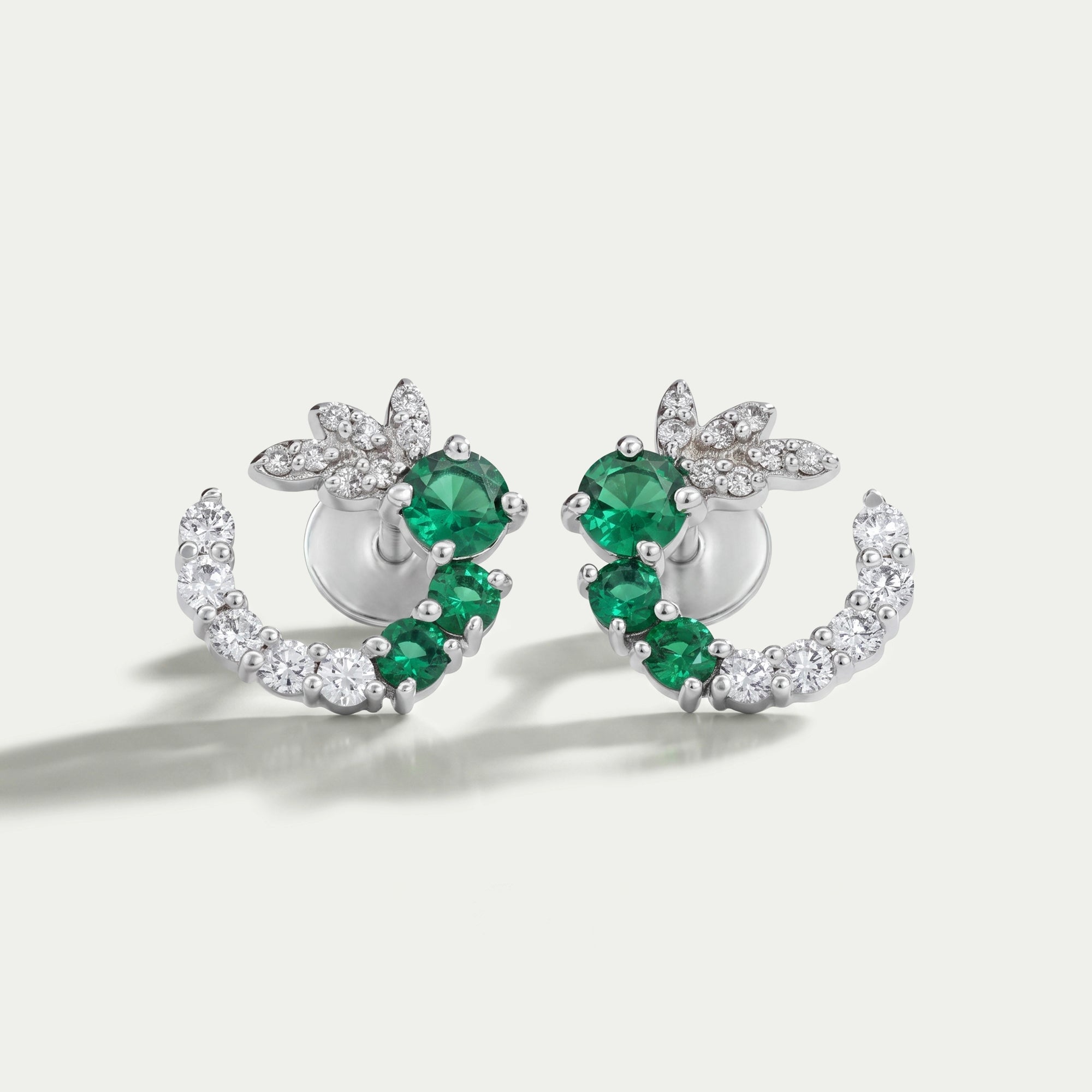 Green Gemstone Spiral Stud Earrings Earrings
