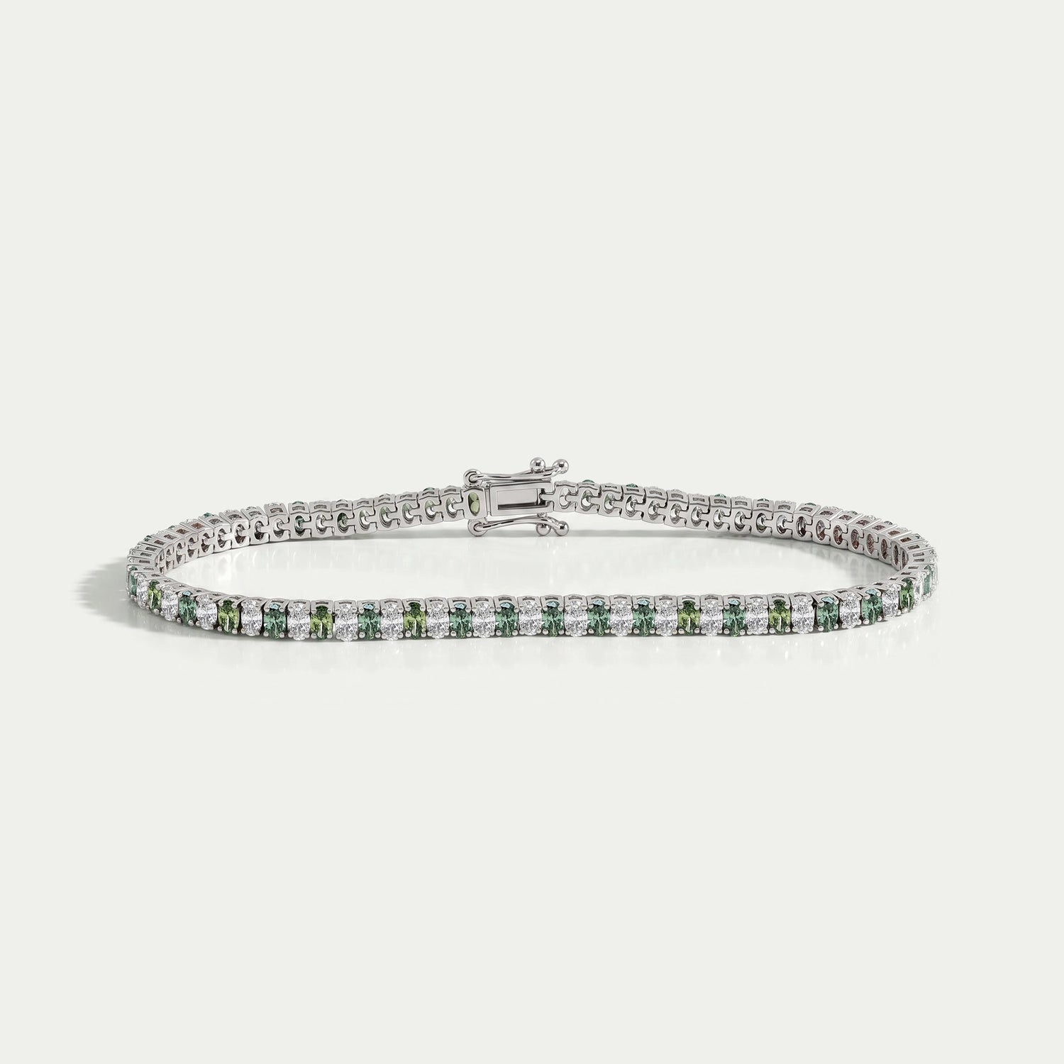 Green Oval Cut Lab Diamond Tennis Bracelet