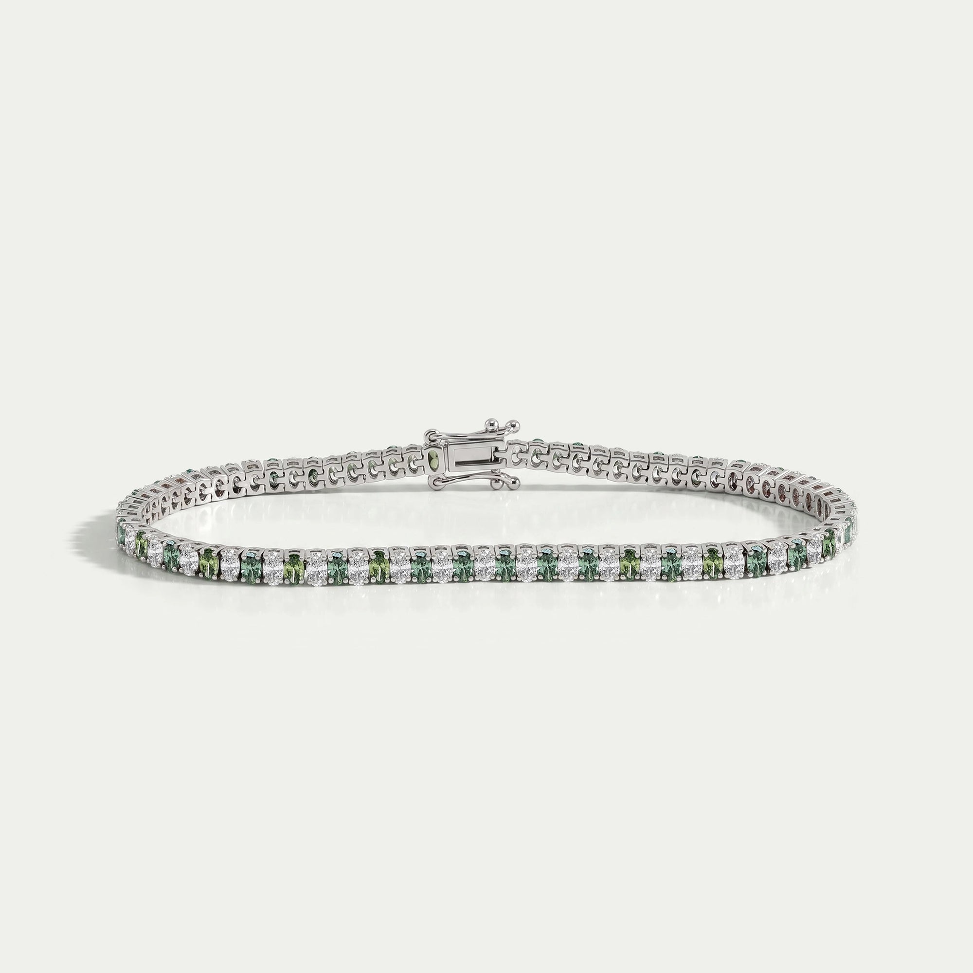 Green Oval Cut Lab Diamond Tennis Bracelet