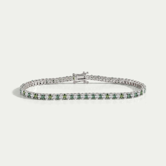Green Oval Cut Lab Diamond Tennis Bracelet