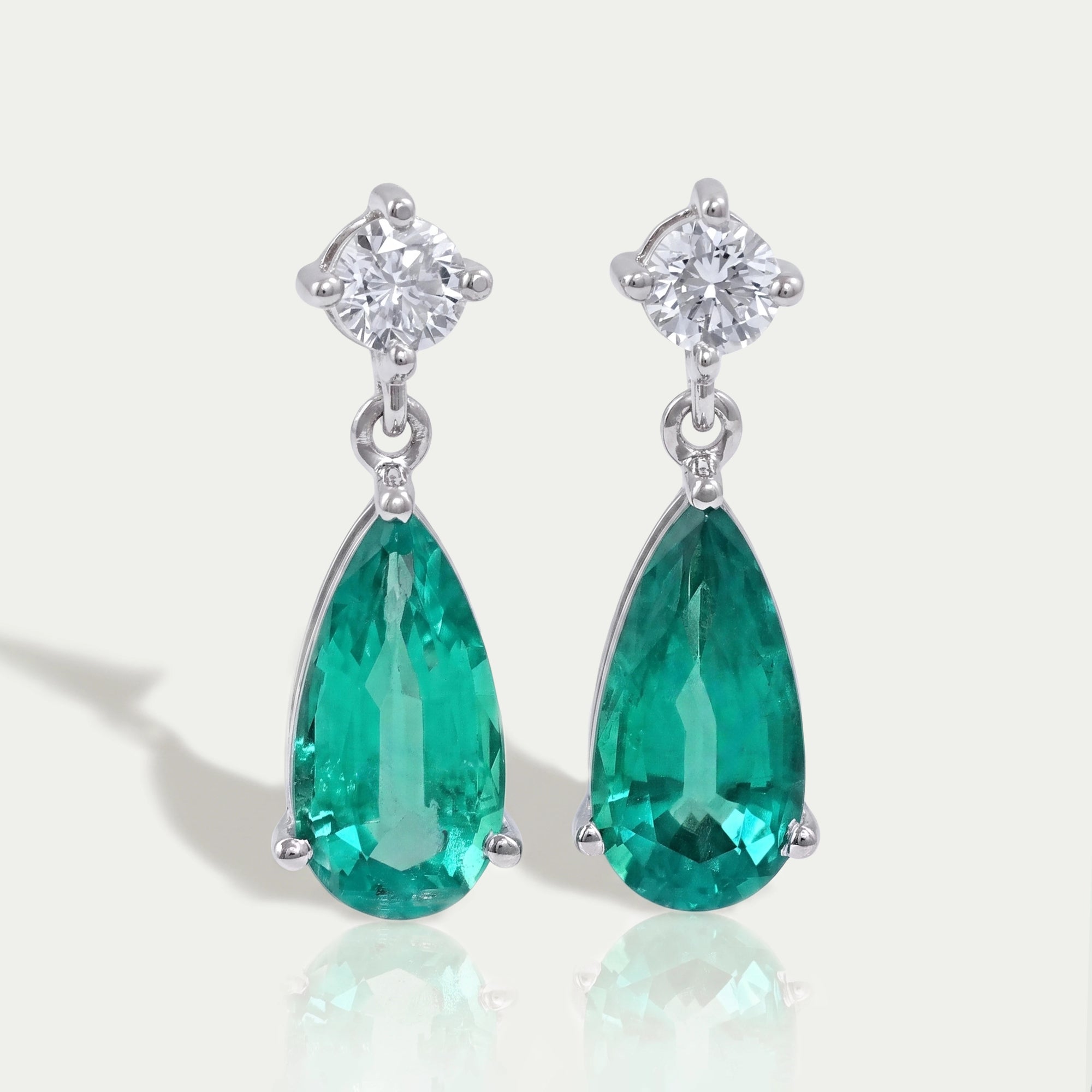 Green Pear Gemstone Drop Earrings Earrings